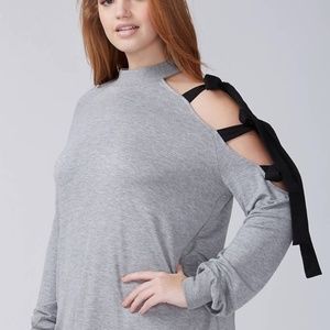 Lane Bryant | Gray Long Sleeve Open Arm Bow Top